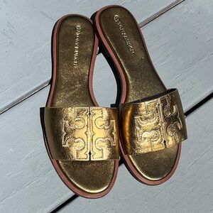 Tory Burch Bronze/Gold Slide Size 8